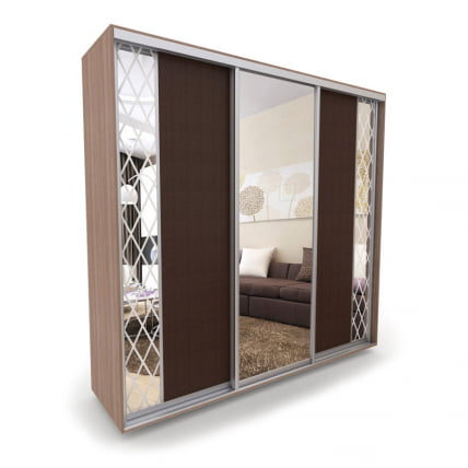 Шкаф-купе 3-х дверный Акцент-Вера КР 2400х600  Ясень шимо тёмный_0