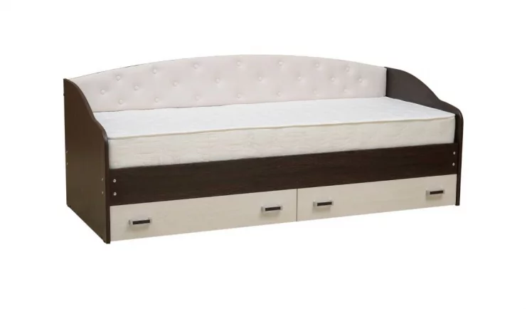 Кровать с мягким элементом Софа №7 900*2000 Дуб Молочный/Венге/Кожзам Венге_0