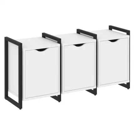 Тумба на регулируемых опорах наборная. Вариант №5 LOFT VR.L-TN-5.O Металл черный Белый Бриллиант_0