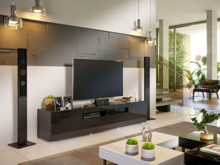 Тумба под ТВ 1800 Бруклин ЛД 685.020.000 М Черный глянец_4