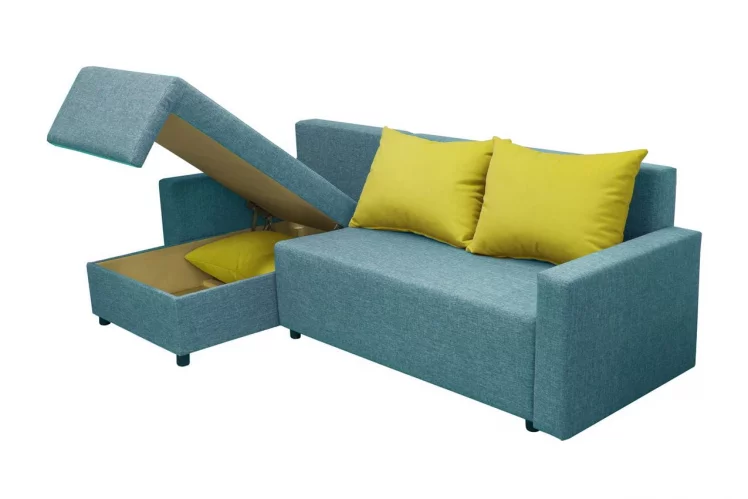 Угловой диван Sherry (3 категория) с механизмом подъема оттоманки Балтик Азуре Эппл_1