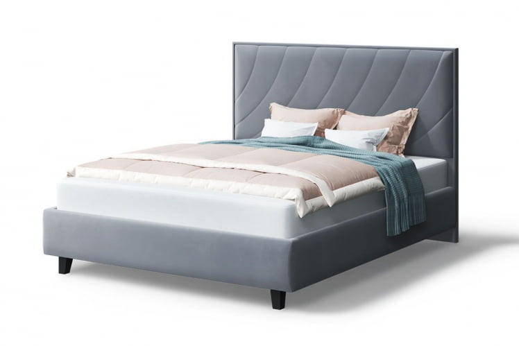 Кровать СОФИЯ 2000*1600мм (на опорах), велюр NEO 25 (серый), (б/основания, б/матраса)_0