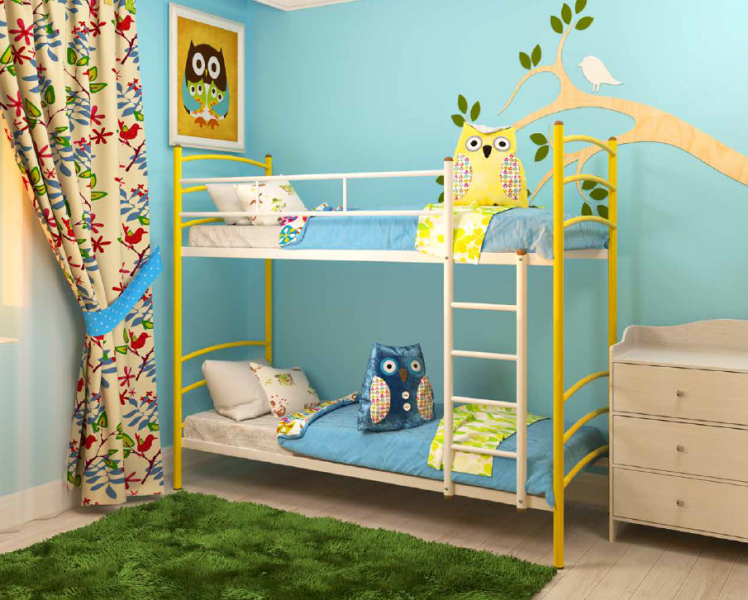 Кровать двухъярусная Милана Duo 800х2000 Желтая_1