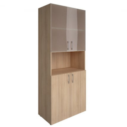 Шкаф книжный со стеклом без топа YALTA LT-ST 1.4	 Снежная Платина_0