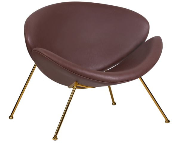 Кресло дизайнерское ДОБРИН ЕМИЛЙ (коричневый винил ЙП5, золотое основание) 2 шт / DOBRIN EMILY YP5,_1