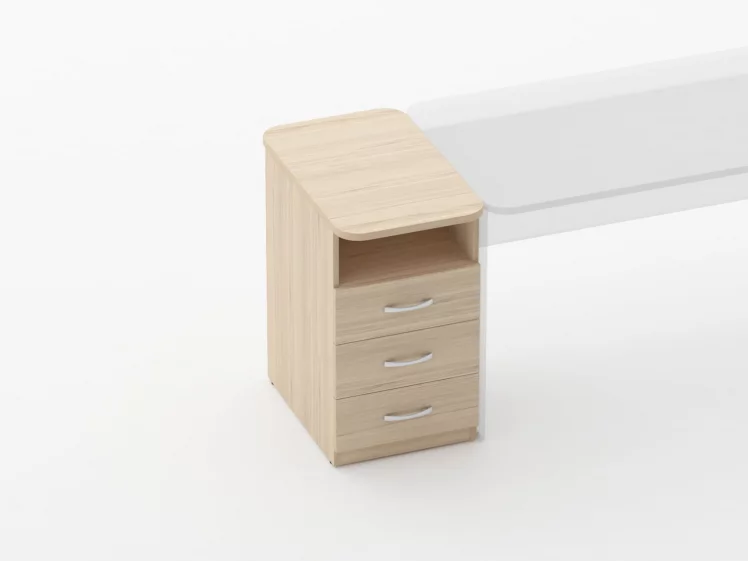 Тумба приставная на 3 ящика с нишей Glassy 3.10.12 Орех_1