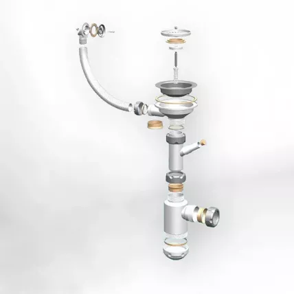 Сифон GRAND 3 1/2 с круглым переливом и винтом металл. с отводом (С.Н. 311-11-24)_1