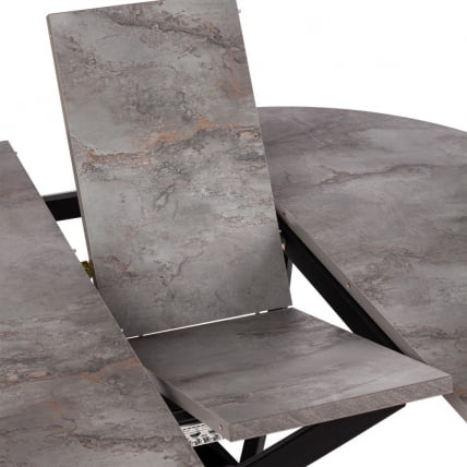 Стол MANZANA ЛДСП/HPL/металл, 100 х 100+30 х 75 см, Агат серый/черный_9