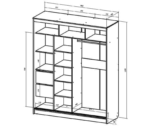 Шкаф-купе Верона 1800 Венге/Дуб молочный_1