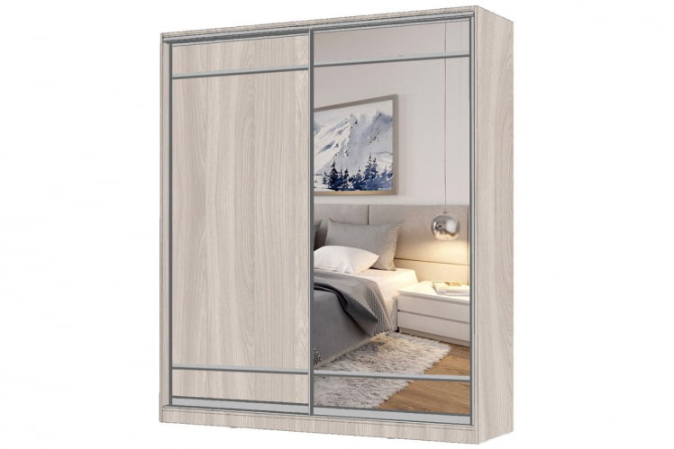 Шкаф-купе 2-х дверный Виктория 1800х584х2300, Ясень шимо светлый 18ДЛЛЛДЗЗЗ-ПППП-Яшс 310-592_0