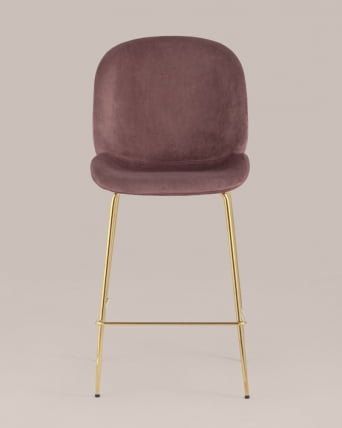 Стул полубарный Beetle со спинкой gold Темно-розовый_7