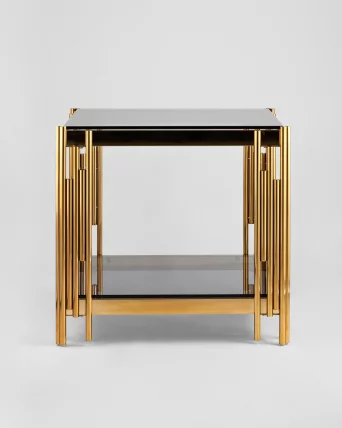 Журнальный столик ГЭТСБИ 55x55 Золото стекло smoke_2