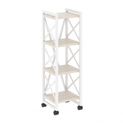 Стеллаж на колесных опорах - 4 полки LOFT  VR.L-MST.K-4.4 Металл белый Денвер светлый_0