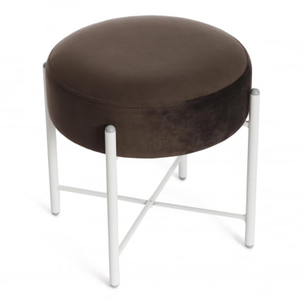 Банкетка AMBER металл, ткань, 41*41*40 см, темно-коричневый/белый_2