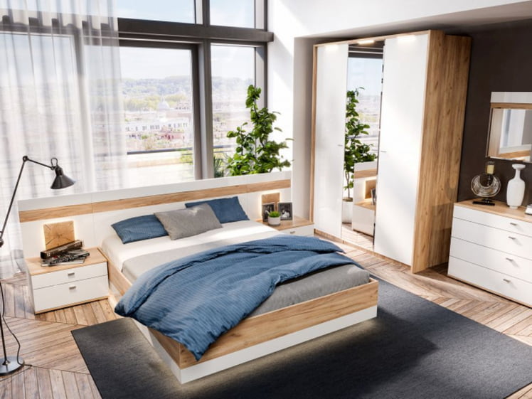 Спальный гарнитур Фиджи №1 Дуб Золотой Белый_1