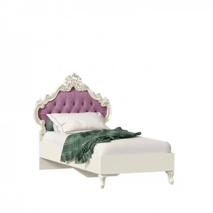 Кровать односпальная 900 с мягким изголовьем Маркиза ЛД 517.065.000 Алебастр Сиреневый_0