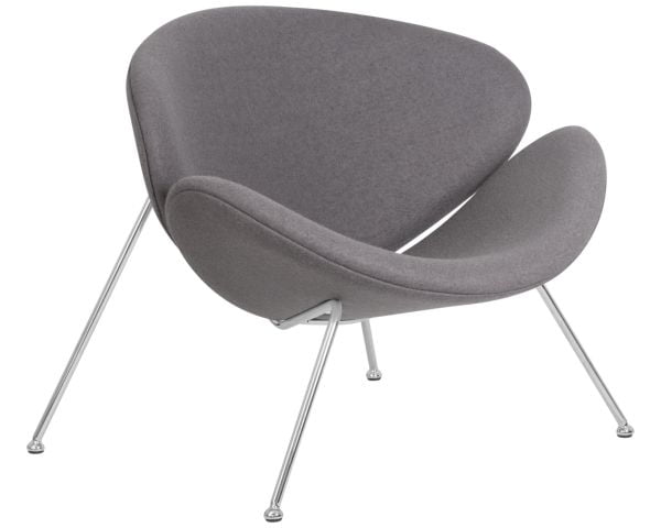 Кресло дизайнерское ДОБРИН ЕМИЛЙ (серая ткань АФ7, хромированная сталь) 2 шт / DOBRIN EMILY AF7,_2