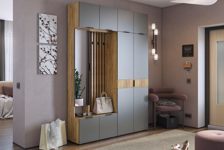 Прихожая Бери К4 Дуб крафт золотой/графит_0