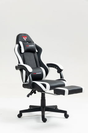 Кресло спортивное TopChairs Prophet с оттоманкой черно-белый_8