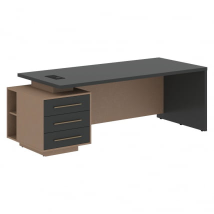 Стол руководителя левый VELION VCT 2290 L Яшма черный Кобра_0