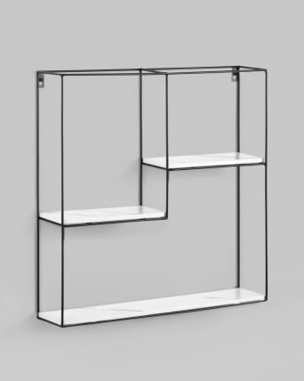 Полка Square черная Белый мрамор_2