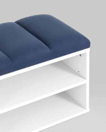 Обувница Хольст 2 белая велюр Синий_3