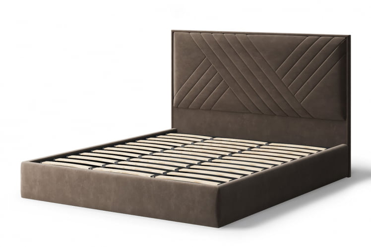 Кровать МИРА 2000*1200мм (без опор), велюр Бренди лайт 29 (коричневый), (б/основания, б/матраса)_1