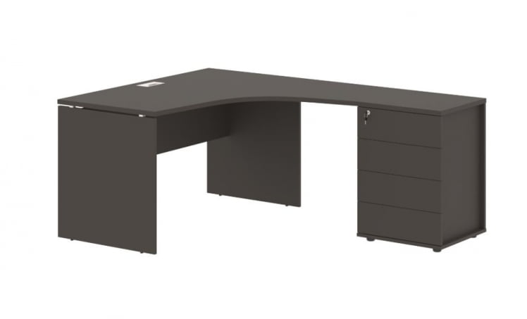 Стол эргономичный с тумбой правый EDIS EDCET 1518 R Мокко Белый_0