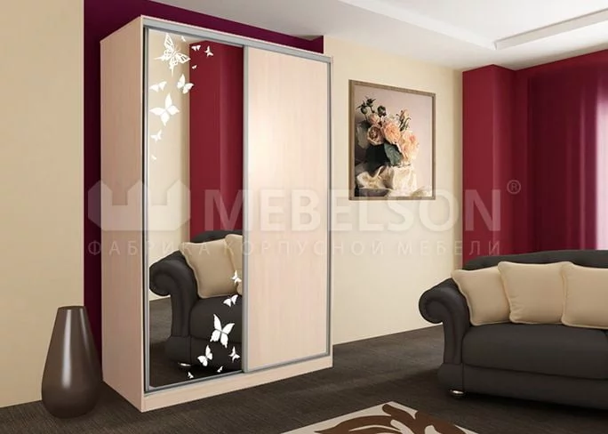 Шкаф-купе Гранд 1-600 бабочки Дуб млечный_1