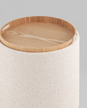 Пуф-столик с ящиком Хюгге S букле бежевый_4