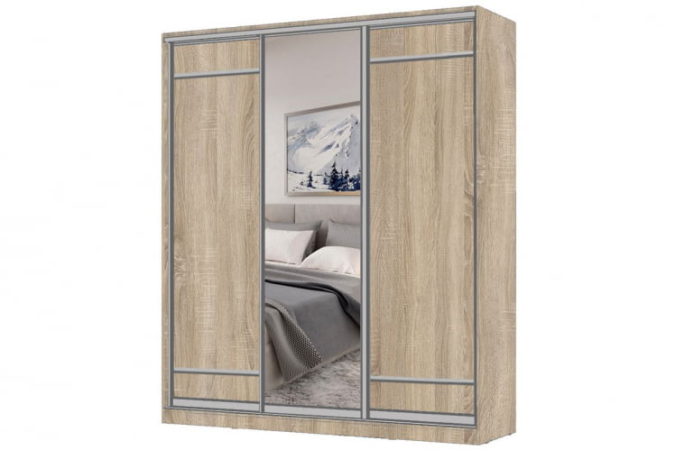 Шкаф-купе 3-х дверный Виктория 2000х584х2300, Дуб сонома светлый 20ДЛЛЛДЗДЛЛЛ-ПППП-Дсс 310-2472_0