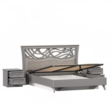 Кровать двуспальная 1600 с подъемным механизмом Джулия с тумбами Оникс серый_2