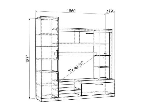 Мини-стенка Макси Дуб сонома-имбирь_2