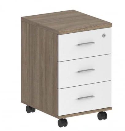 Тумба мобильная с тремя ящиками Sigma SG.612.OD.WH Дуб темный Белый_0