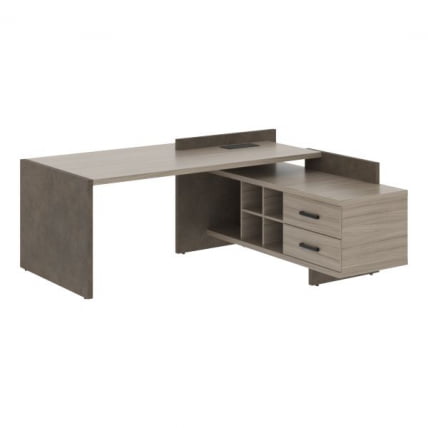 Стол руководителя левый WOOD&STONE СФ-531211 Дрифтвуд Бетон Чикаго темный_1