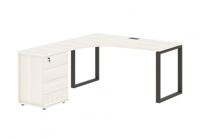 Стол эргономичный с тумбой левый EDIS EQCET 1518 L Ясень Траун Мокко_0