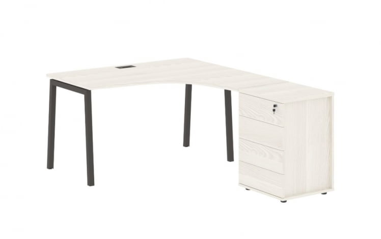 Стол эргономичный с тумбой (правый) EDIS ELCET 1318 R Ясень Траун Мокко_0