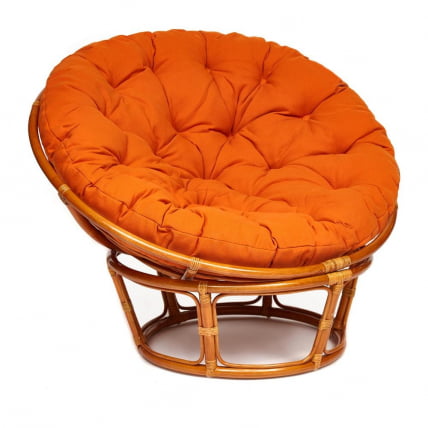 Кресло PAPASAN 23/01 W /с подушкой/ диаметр подушки 122 см, 115х101х104 см, Cognac (коньяк), ткань Оранжевый, С 23_0