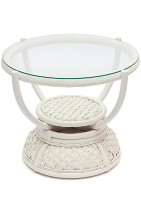 Столик кофейный Andrea ротанг, D60х50см, TCH White (белый)_0