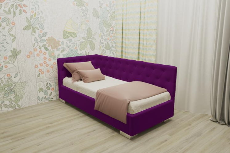 ДЕТСКАЯ МЯГКАЯ ИНТЕРЬЕРНАЯ КРОВАТЬ ВЕРСАЛЬ БЕЗ ОСНОВАНИЯ (BERHOUSE) Материал фасада: Металл/Велюр; Спальное место: 800х1900; Цвет: Фуксия_0