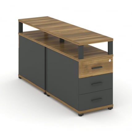 Тумба двухсторонняя опорная приставная с 3-мя ящиками и надставкой CONCEPT CN.DTGP-001 B/W Сандал Янтарный Антрацит_0