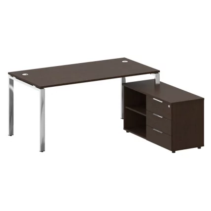Стол рабочий руководителя с опорной тумбой левый METAL SYSTEM DIRECT БГ.СРТ-4.8 Пр Венге Цаво_0