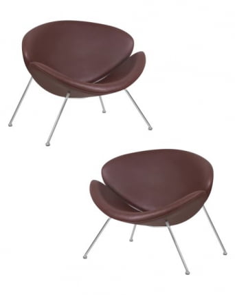 Кресло дизайнерское ДОБРИН ЕМИЛЙ (коричневый винил ЙП5, хромированная сталь) 2 шт / DOBRIN EMILY YP5,_0