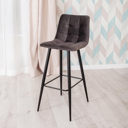 Стул барный CHILLY (mod.7095б) ткань/металл, 53х44х104 см, высота до сиденья 76 см, темно-серый barkhat 14/черный_9