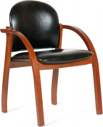 Кресло для посетителя CHAIRMAN 659 PU черный глянцевый/светлый орех_0