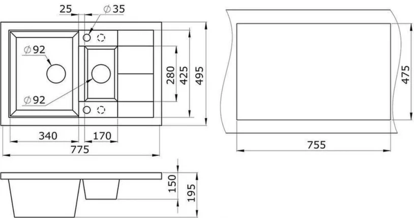 Кухонная мойка GRANULA 7802 Брют_2
