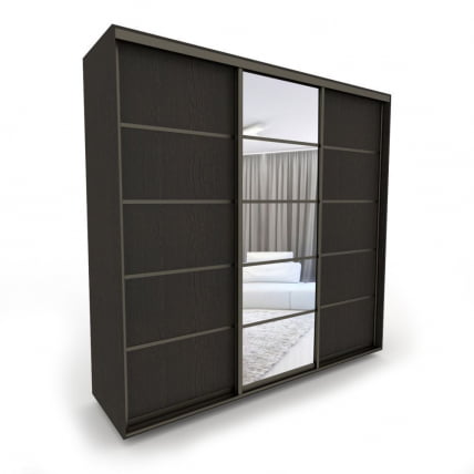 Шкаф-купе 3-х дверный Акцент-Квадро Д 2100х600 Венге/Бронза_0