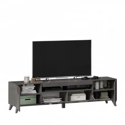 Тумба под ТВ Бруклин 1800 с опорами Оникс Серый глянец_3