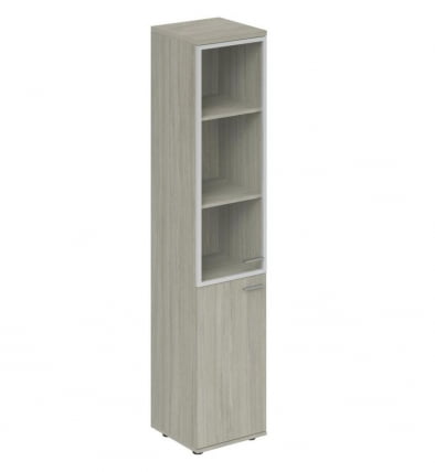 Шкаф высокий со стеклом, задняя стенка ЛДСП (левый) Wing WN.712.OL.OL.AL.L Дуб светлый_0