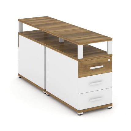 Тумба двухсторонняя опорная приставная с 3-мя ящиками и надставкой CONCEPT CN.DTGP-001 B/W Сандал Янтарный Белый бриллиант Белый_0